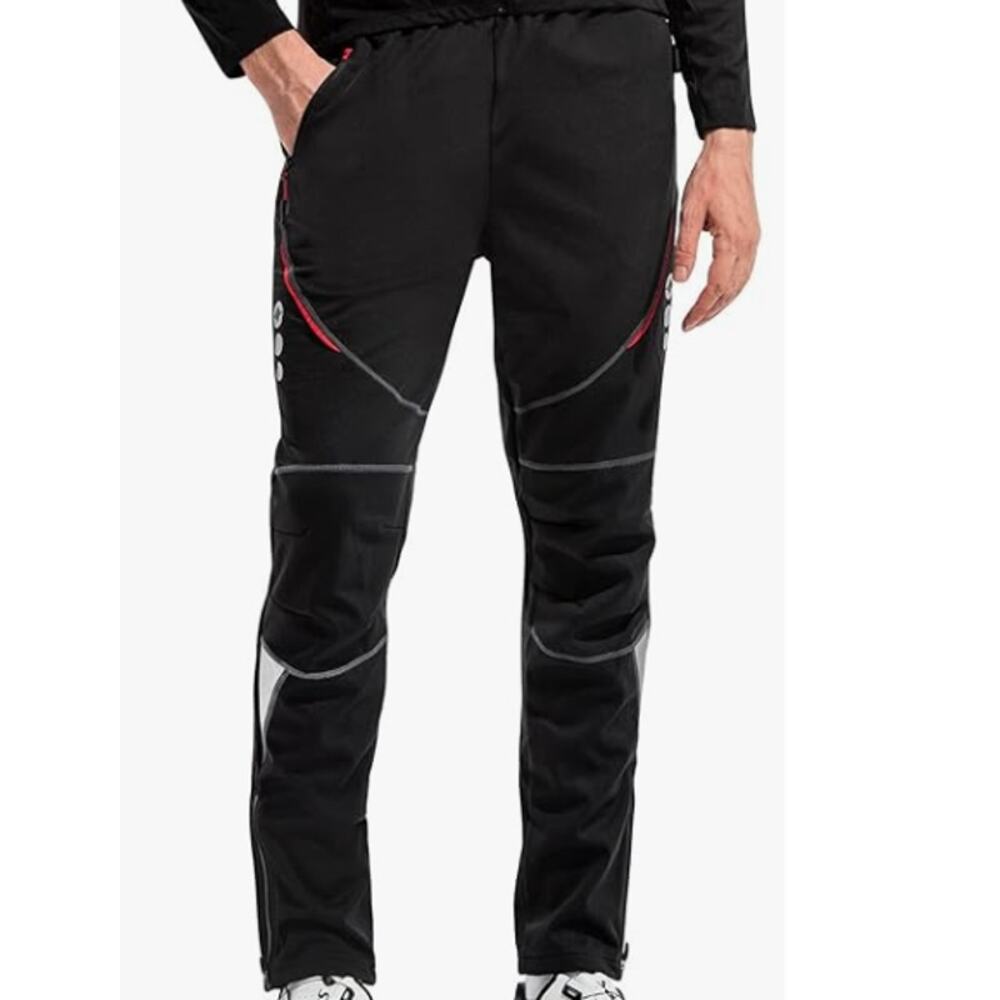 Santic Men's Black Long Fleece Thermal Windproof Winter Cycling Pants Size XL